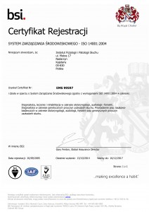 Certyfikat BS EN ISO 14001:2004