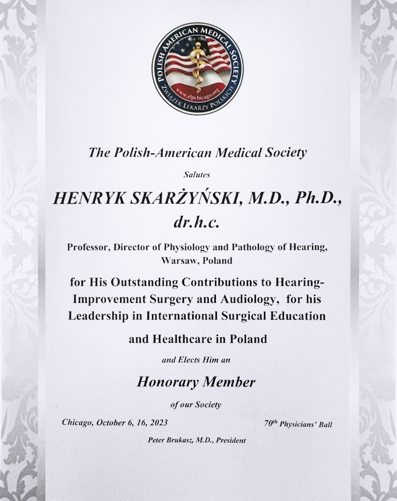 Dyplom Polsko-Amerykańskiego Towarzystwa Medycznego